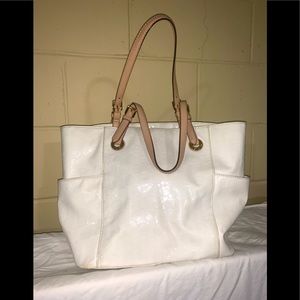 Michael Kors neverfull white patient leather tote